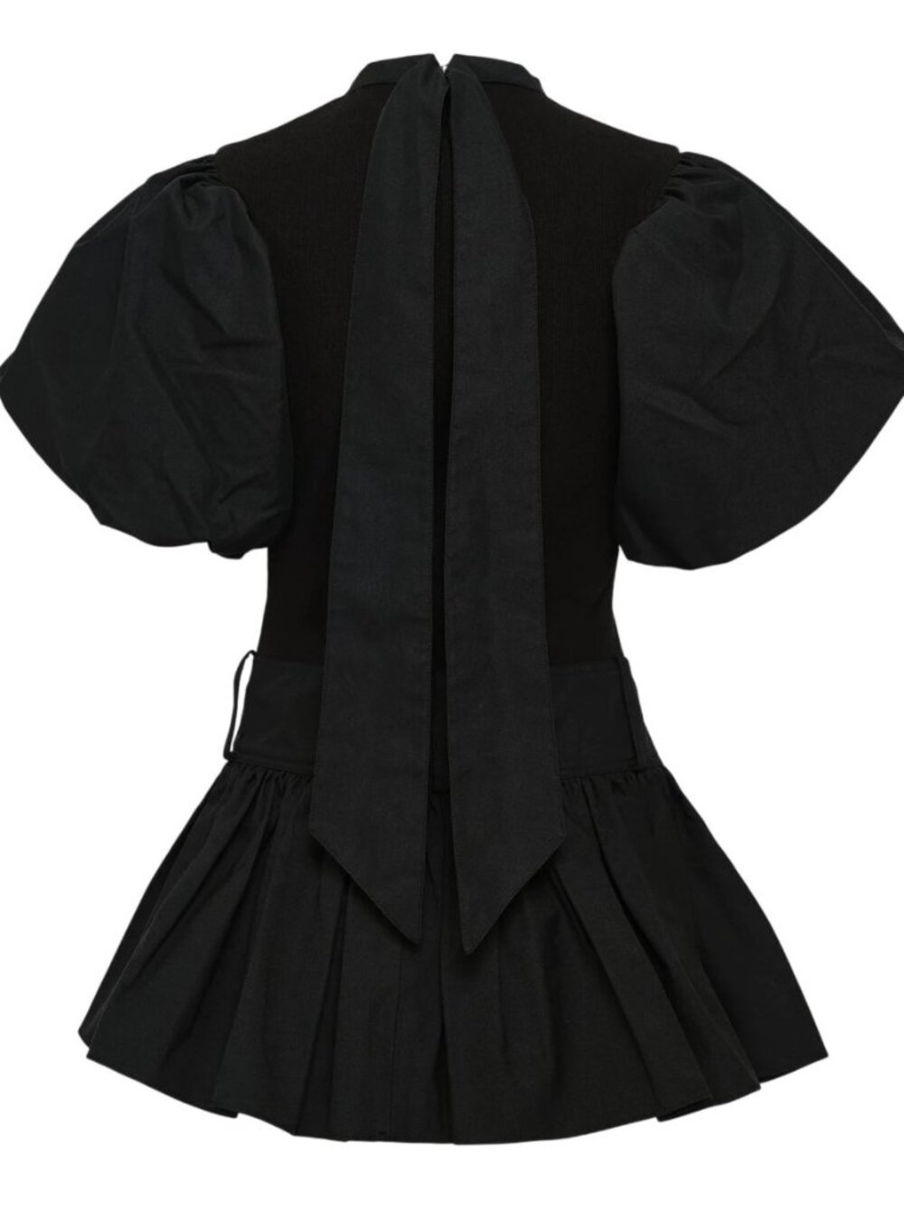 Rokh Belted Puff Sleeve Peplum Top Black FR 36 US 4 NWT - Picture 4 of 4